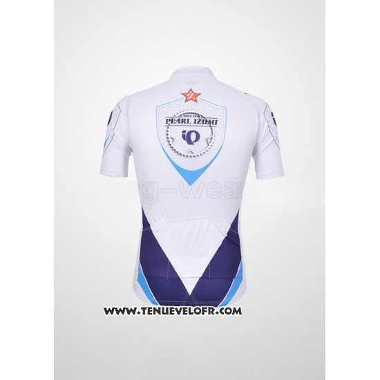 2011 Maillot Ciclismo Pearl Izumi Blanc et Bleu Manches Courtes et Cuissard